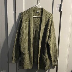 American Eagle Outfitters Green Chunky Knit Cardigan